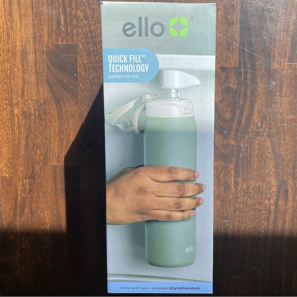 Ello Flip To FillPop To Drink Two Pack New In Box Blue Green Aluminum 22 oz each - Picture 4 of 6
